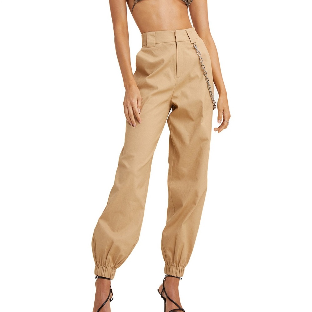 I AM GIA Khaki Cobain Pants with chain